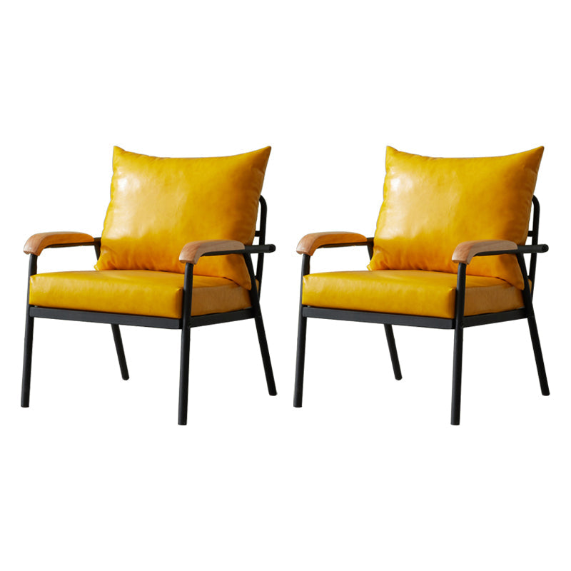 Modern Indoor-Outdoor Chair Metal Cross Back Upholstered Dining Side Chair Yellow 2 Piece Set Clearhalo ' kitchen&dining_furn' 'Dining Chairs' 'Dining Tables & Seating' 'dining_chair' 'furn' 'furn_dining_chair' 'Furniture' 'furniture_dining_chair' 'Kitchen & Dining Furniture' 'kitchen' 3956158