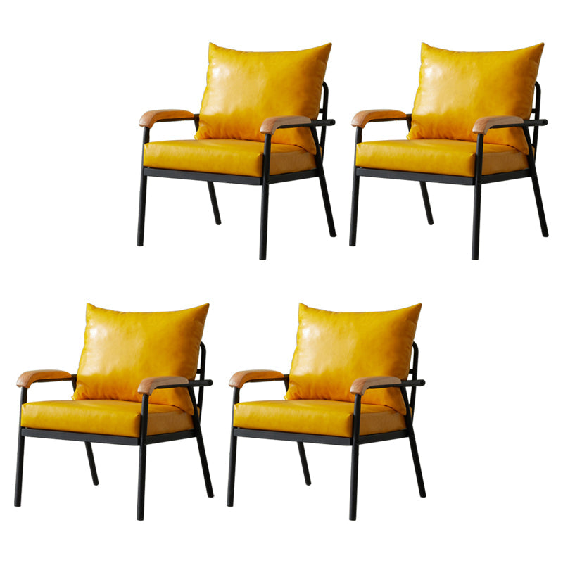 Modern Indoor-Outdoor Chair Metal Cross Back Upholstered Dining Side Chair Yellow 4 Piece Set Clearhalo ' kitchen&dining_furn' 'Dining Chairs' 'Dining Tables & Seating' 'dining_chair' 'furn' 'furn_dining_chair' 'Furniture' 'furniture_dining_chair' 'Kitchen & Dining Furniture' 'kitchen' 3956161