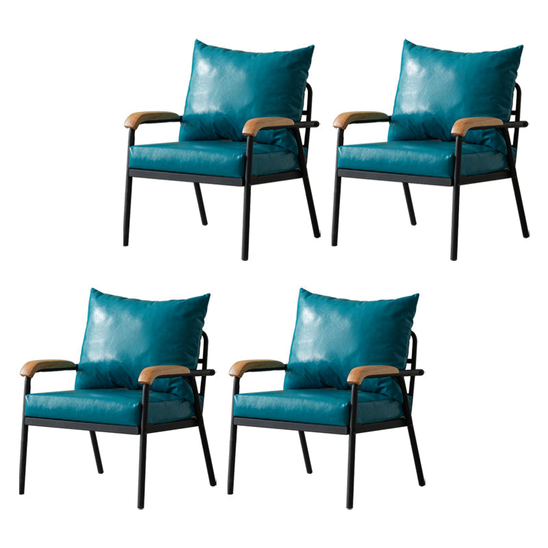 Modern Indoor-Outdoor Chair Metal Cross Back Upholstered Dining Side Chair Blue 4 Piece Set Clearhalo ' kitchen&dining_furn' 'Dining Chairs' 'Dining Tables & Seating' 'dining_chair' 'furn' 'furn_dining_chair' 'Furniture' 'furniture_dining_chair' 'Kitchen & Dining Furniture' 'kitchen' 3956163