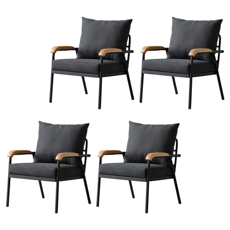 Modern Indoor-Outdoor Chair Metal Cross Back Upholstered Dining Side Chair Dark Gray 4 Piece Set Clearhalo ' kitchen&dining_furn' 'Dining Chairs' 'Dining Tables & Seating' 'dining_chair' 'furn' 'furn_dining_chair' 'Furniture' 'furniture_dining_chair' 'Kitchen & Dining Furniture' 'kitchen' 3956166