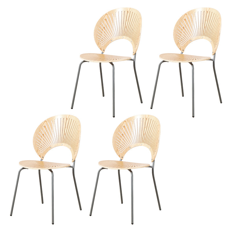 Contemporary Style Metal Chairs Open Back Dining Side Chair (Set of 4) Grey Clearhalo ' kitchen&dining_furn' 'Dining Chairs' 'Dining Tables & Seating' 'dining_chair' 'furn' 'furn_dining_chair' 'Furniture' 'furniture_dining_chair' 'Kitchen & Dining Furniture' 'kitchen' 3956285