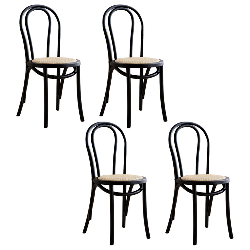 Contemporary Solid Beech Chairs Set Windsor Back Side Kitchen Dining Room Chairs Black Wicker & Rattan 4 Piece Set Clearhalo ' kitchen&dining_furn' 'Dining Chairs' 'Dining Tables & Seating' 'dining_chair' 'furn' 'furn_dining_chair' 'Furniture' 'furniture_dining_chair' 'Kitchen & Dining Furniture' 'kitchen' 3956320