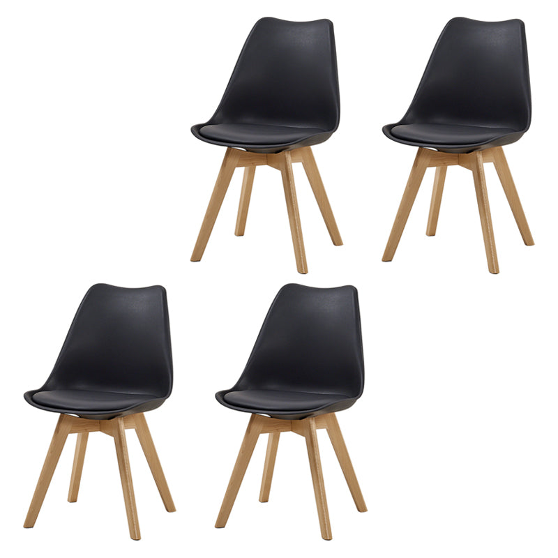 Contemporary Beech Wood Chairs Solid Back Side Kitchen Chair (Set of 4) Black Clearhalo ' kitchen&dining_furn' 'Dining Chairs' 'Dining Tables & Seating' 'dining_chair' 'Furniture' 'furniture_dining_chair' 'Kitchen & Dining Furniture' 'kitchen' 3956355