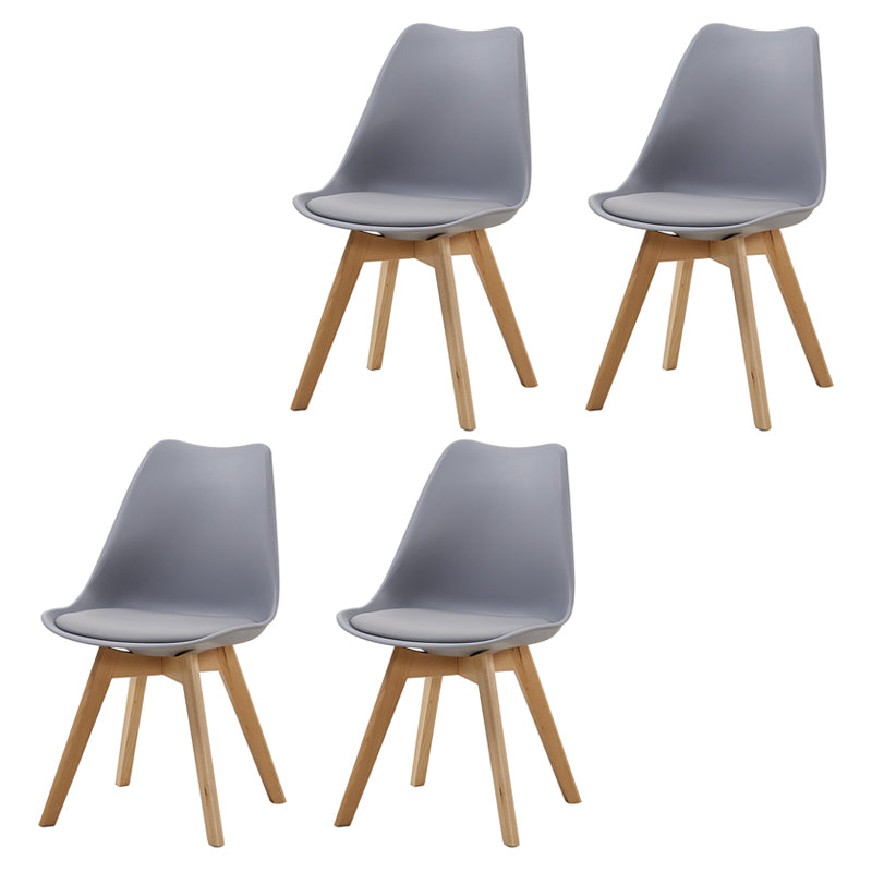 Contemporary Beech Wood Chairs Solid Back Side Kitchen Chair (Set of 4) Grey Clearhalo ' kitchen&dining_furn' 'Dining Chairs' 'Dining Tables & Seating' 'dining_chair' 'Furniture' 'furniture_dining_chair' 'Kitchen & Dining Furniture' 'kitchen' 3956356