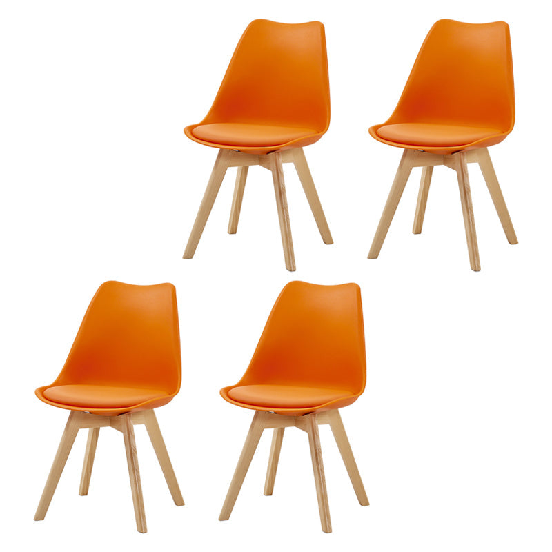 Contemporary Beech Wood Chairs Solid Back Side Kitchen Chair (Set of 4) Orange Clearhalo ' kitchen&dining_furn' 'Dining Chairs' 'Dining Tables & Seating' 'dining_chair' 'Furniture' 'furniture_dining_chair' 'Kitchen & Dining Furniture' 'kitchen' 3956359