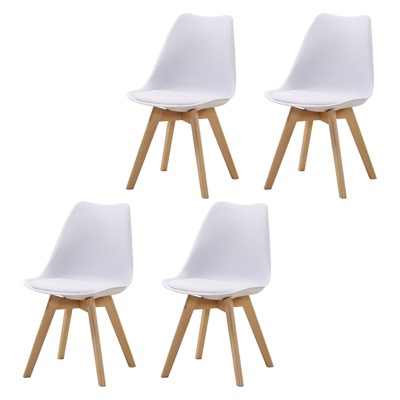 Contemporary Beech Wood Chairs Solid Back Side Kitchen Chair (Set of 4) White Clearhalo ' kitchen&dining_furn' 'Dining Chairs' 'Dining Tables & Seating' 'dining_chair' 'Furniture' 'furniture_dining_chair' 'Kitchen & Dining Furniture' 'kitchen' 3956360