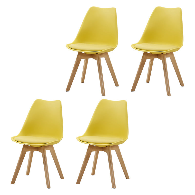 Contemporary Beech Wood Chairs Solid Back Side Kitchen Chair (Set of 4) Yellow Clearhalo ' kitchen&dining_furn' 'Dining Chairs' 'Dining Tables & Seating' 'dining_chair' 'Furniture' 'furniture_dining_chair' 'Kitchen & Dining Furniture' 'kitchen' 3956362