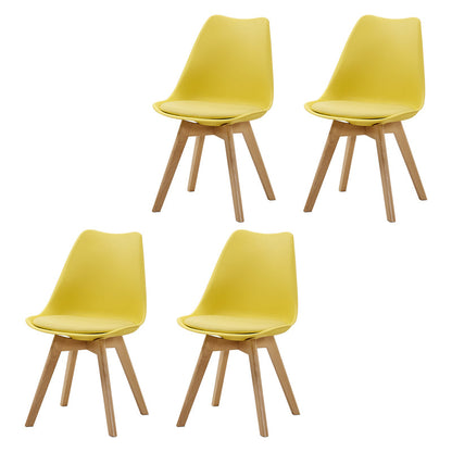 Contemporary Beech Wood Chairs Solid Back Side Kitchen Chair (Set of 4) Yellow Clearhalo ' kitchen&dining_furn' 'Dining Chairs' 'Dining Tables & Seating' 'dining_chair' 'Furniture' 'furniture_dining_chair' 'Kitchen & Dining Furniture' 'kitchen' 3956362