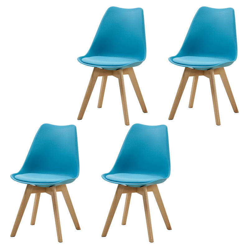 Contemporary Beech Wood Chairs Solid Back Side Kitchen Chair (Set of 4) Blue Clearhalo ' kitchen&dining_furn' 'Dining Chairs' 'Dining Tables & Seating' 'dining_chair' 'Furniture' 'furniture_dining_chair' 'Kitchen & Dining Furniture' 'kitchen' 3956368