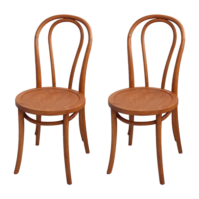 Contemporary Solid Beech Wood Chairs Windsor Back Side Dining Chair Set Brown Wood 2 Piece Set Clearhalo ' kitchen&dining_furn' 'Dining Chairs' 'Dining Tables & Seating' 'dining_chair' 'furn' 'furn_dining_chair' 'Furniture' 'furniture_dining_chair' 'Kitchen & Dining Furniture' 'kitchen' 3956374
