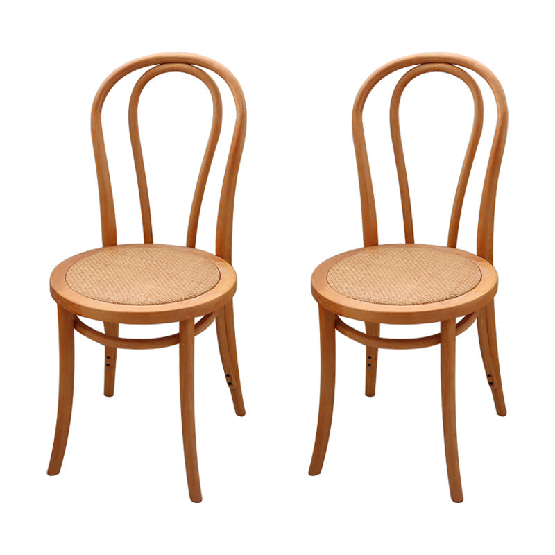 Contemporary Solid Beech Wood Chairs Windsor Back Side Dining Chair Set Brown Wicker & Rattan 2 Piece Set Clearhalo ' kitchen&dining_furn' 'Dining Chairs' 'Dining Tables & Seating' 'dining_chair' 'furn' 'furn_dining_chair' 'Furniture' 'furniture_dining_chair' 'Kitchen & Dining Furniture' 'kitchen' 3956394