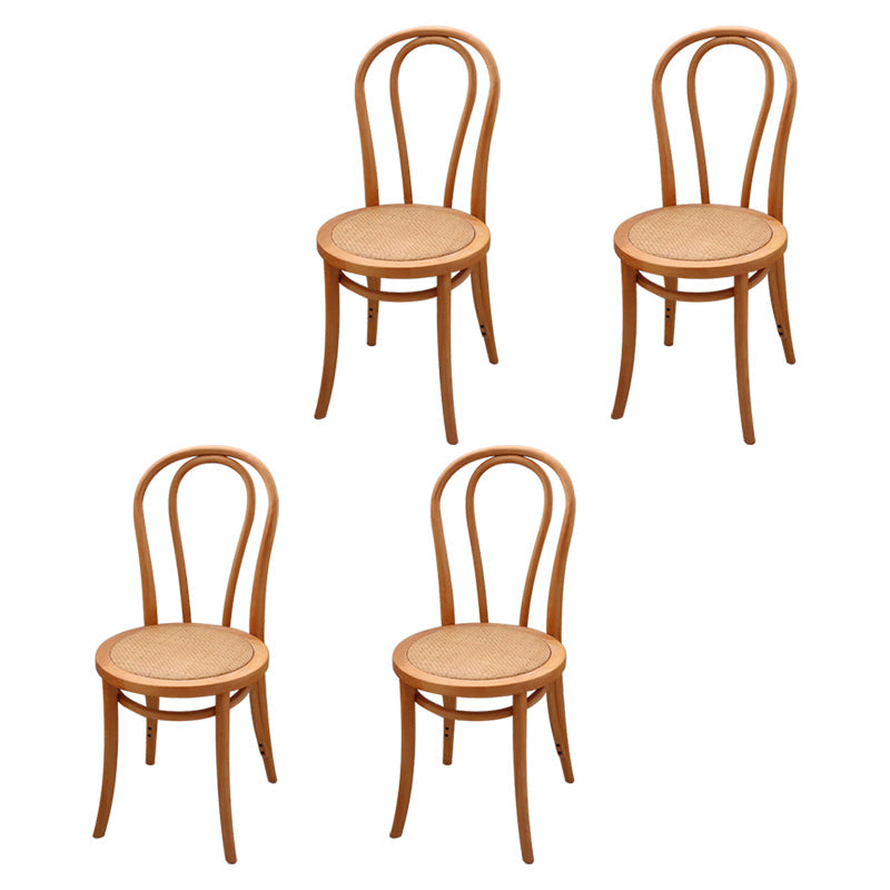 Contemporary Solid Beech Wood Chairs Windsor Back Side Dining Chair Set Brown Wicker & Rattan 4 Piece Set Clearhalo ' kitchen&dining_furn' 'Dining Chairs' 'Dining Tables & Seating' 'dining_chair' 'furn' 'furn_dining_chair' 'Furniture' 'furniture_dining_chair' 'Kitchen & Dining Furniture' 'kitchen' 3956395