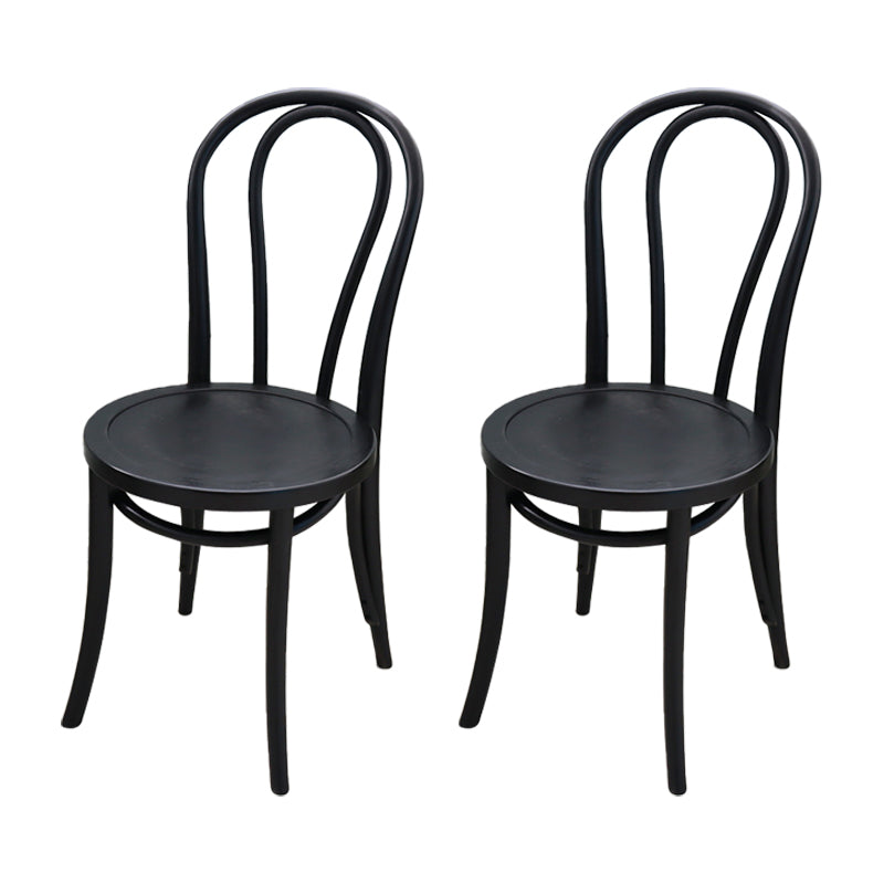 Contemporary Solid Beech Wood Chairs Windsor Back Side Dining Chair Set Black Wood 2 Piece Set Clearhalo ' kitchen&dining_furn' 'Dining Chairs' 'Dining Tables & Seating' 'dining_chair' 'furn' 'furn_dining_chair' 'Furniture' 'furniture_dining_chair' 'Kitchen & Dining Furniture' 'kitchen' 3956397