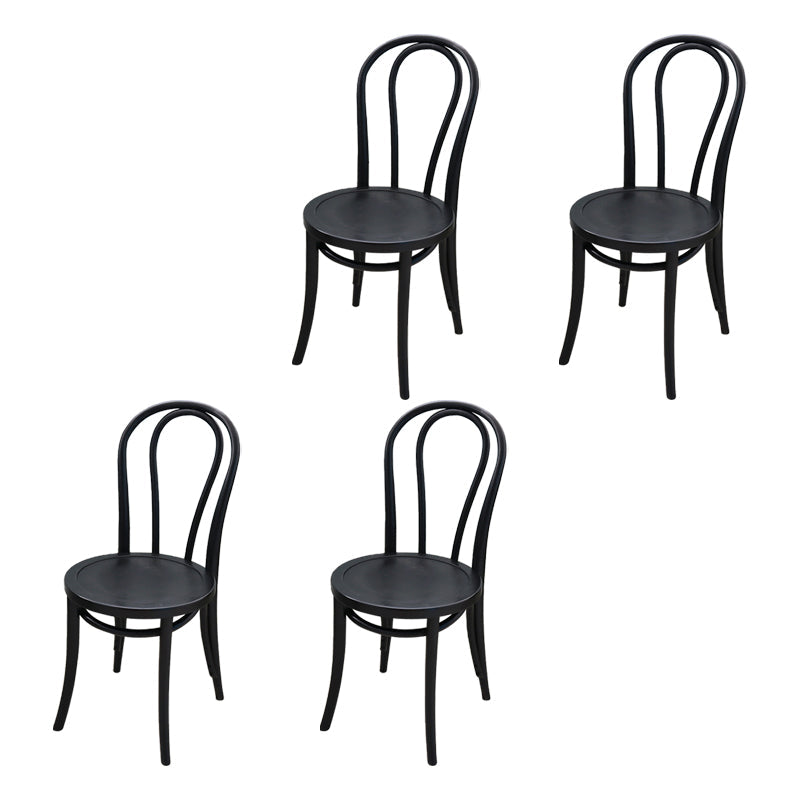 Contemporary Solid Beech Wood Chairs Windsor Back Side Dining Chair Set Black Wood 4 Piece Set Clearhalo ' kitchen&dining_furn' 'Dining Chairs' 'Dining Tables & Seating' 'dining_chair' 'furn' 'furn_dining_chair' 'Furniture' 'furniture_dining_chair' 'Kitchen & Dining Furniture' 'kitchen' 3956398