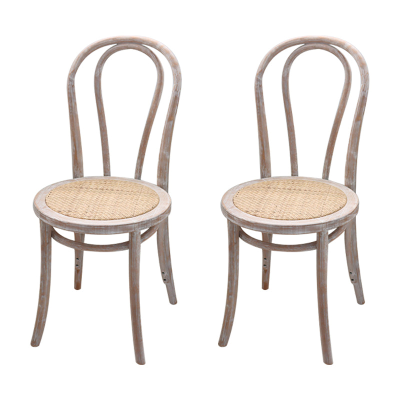 Contemporary Solid Beech Wood Chairs Windsor Back Side Dining Chair Set Distressed White Wicker & Rattan 2 Piece Set Clearhalo ' kitchen&dining_furn' 'Dining Chairs' 'Dining Tables & Seating' 'dining_chair' 'furn' 'furn_dining_chair' 'Furniture' 'furniture_dining_chair' 'Kitchen & Dining Furniture' 'kitchen' 3956400