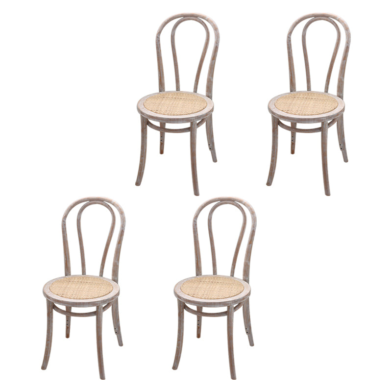 Contemporary Solid Beech Wood Chairs Windsor Back Side Dining Chair Set Distressed White Wicker & Rattan 4 Piece Set Clearhalo ' kitchen&dining_furn' 'Dining Chairs' 'Dining Tables & Seating' 'dining_chair' 'furn' 'furn_dining_chair' 'Furniture' 'furniture_dining_chair' 'Kitchen & Dining Furniture' 'kitchen' 3956401