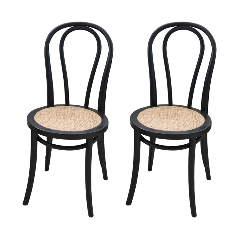 Contemporary Solid Beech Wood Chairs Windsor Back Side Dining Chair Set Black Wicker & Rattan 2 Piece Set Clearhalo ' kitchen&dining_furn' 'Dining Chairs' 'Dining Tables & Seating' 'dining_chair' 'furn' 'furn_dining_chair' 'Furniture' 'furniture_dining_chair' 'Kitchen & Dining Furniture' 'kitchen' 3956412