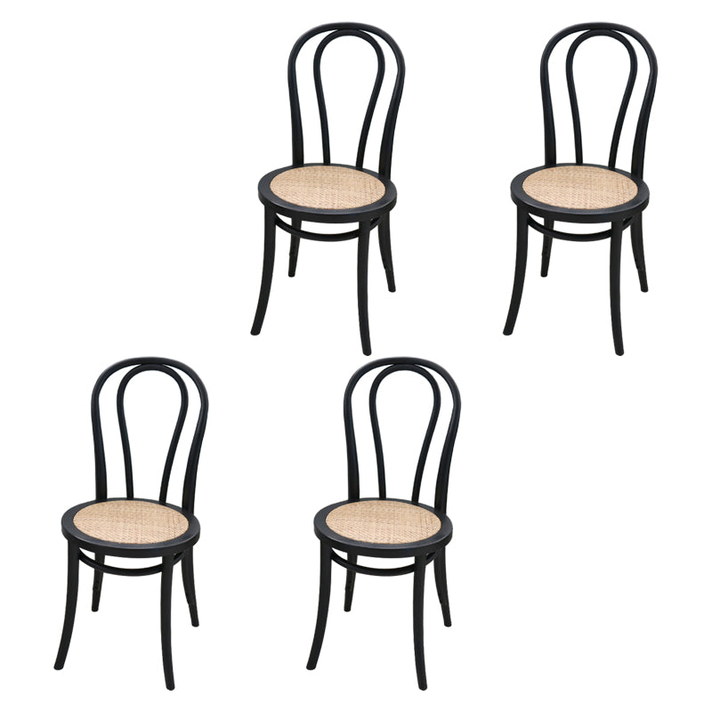 Contemporary Solid Beech Wood Chairs Windsor Back Side Dining Chair Set Black Wicker & Rattan 4 Piece Set Clearhalo ' kitchen&dining_furn' 'Dining Chairs' 'Dining Tables & Seating' 'dining_chair' 'furn' 'furn_dining_chair' 'Furniture' 'furniture_dining_chair' 'Kitchen & Dining Furniture' 'kitchen' 3956413