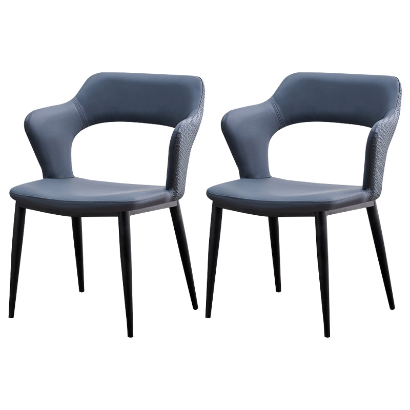 Minimalist Style Leather Dining Chairs Open Back Dining Side Chairs for Home Dark Gray 2 Piece Set Clearhalo ' kitchen&dining_furn' 'Dining Chairs' 'Dining Tables & Seating' 'dining_chair' 'furn' 'furn_dining_chair' 'Furniture' 'furniture_dining_chair' 'Kitchen & Dining Furniture' 'kitchen' 3956416