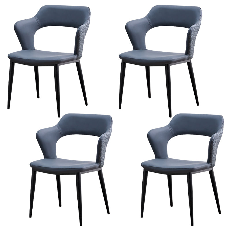 Minimalist Style Leather Dining Chairs Open Back Dining Side Chairs for Home Dark Gray 4 Piece Set Clearhalo ' kitchen&dining_furn' 'Dining Chairs' 'Dining Tables & Seating' 'dining_chair' 'furn' 'furn_dining_chair' 'Furniture' 'furniture_dining_chair' 'Kitchen & Dining Furniture' 'kitchen' 3956417