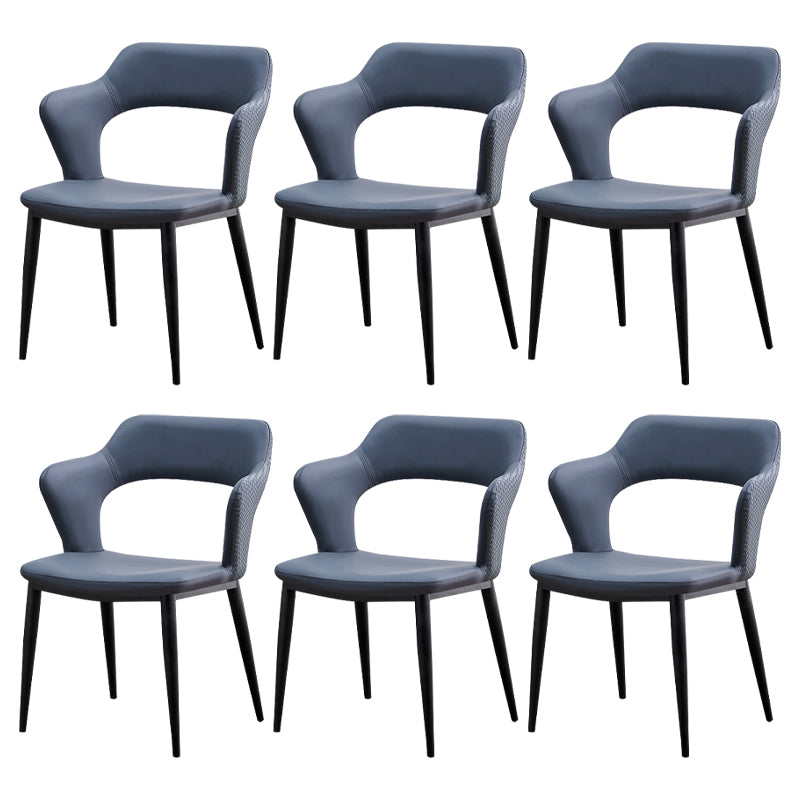 Minimalist Style Leather Dining Chairs Open Back Dining Side Chairs for Home Dark Gray 6 Piece Set Clearhalo ' kitchen&dining_furn' 'Dining Chairs' 'Dining Tables & Seating' 'dining_chair' 'furn' 'furn_dining_chair' 'Furniture' 'furniture_dining_chair' 'Kitchen & Dining Furniture' 'kitchen' 3956419