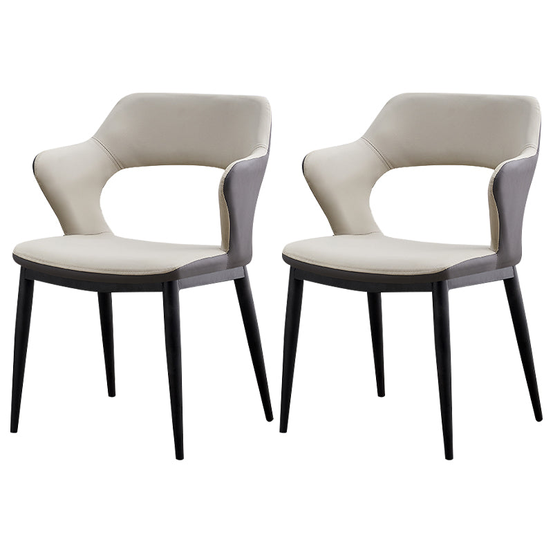 Minimalist Style Leather Dining Chairs Open Back Dining Side Chairs for Home Light Gray 2 Piece Set Clearhalo ' kitchen&dining_furn' 'Dining Chairs' 'Dining Tables & Seating' 'dining_chair' 'furn' 'furn_dining_chair' 'Furniture' 'furniture_dining_chair' 'Kitchen & Dining Furniture' 'kitchen' 3956421