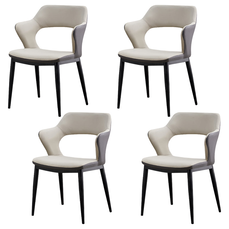 Minimalist Style Leather Dining Chairs Open Back Dining Side Chairs for Home Light Gray 4 Piece Set Clearhalo ' kitchen&dining_furn' 'Dining Chairs' 'Dining Tables & Seating' 'dining_chair' 'furn' 'furn_dining_chair' 'Furniture' 'furniture_dining_chair' 'Kitchen & Dining Furniture' 'kitchen' 3956423