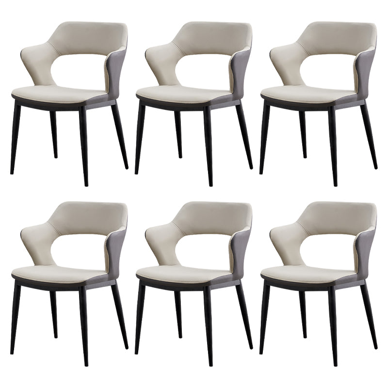Minimalist Style Leather Dining Chairs Open Back Dining Side Chairs for Home Light Gray 6 Piece Set Clearhalo ' kitchen&dining_furn' 'Dining Chairs' 'Dining Tables & Seating' 'dining_chair' 'furn' 'furn_dining_chair' 'Furniture' 'furniture_dining_chair' 'Kitchen & Dining Furniture' 'kitchen' 3956426