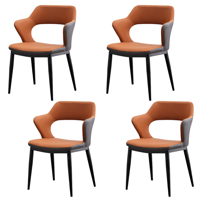 Minimalist Style Leather Dining Chairs Open Back Dining Side Chairs for Home Brown 4 Piece Set Clearhalo ' kitchen&dining_furn' 'Dining Chairs' 'Dining Tables & Seating' 'dining_chair' 'furn' 'furn_dining_chair' 'Furniture' 'furniture_dining_chair' 'Kitchen & Dining Furniture' 'kitchen' 3956430