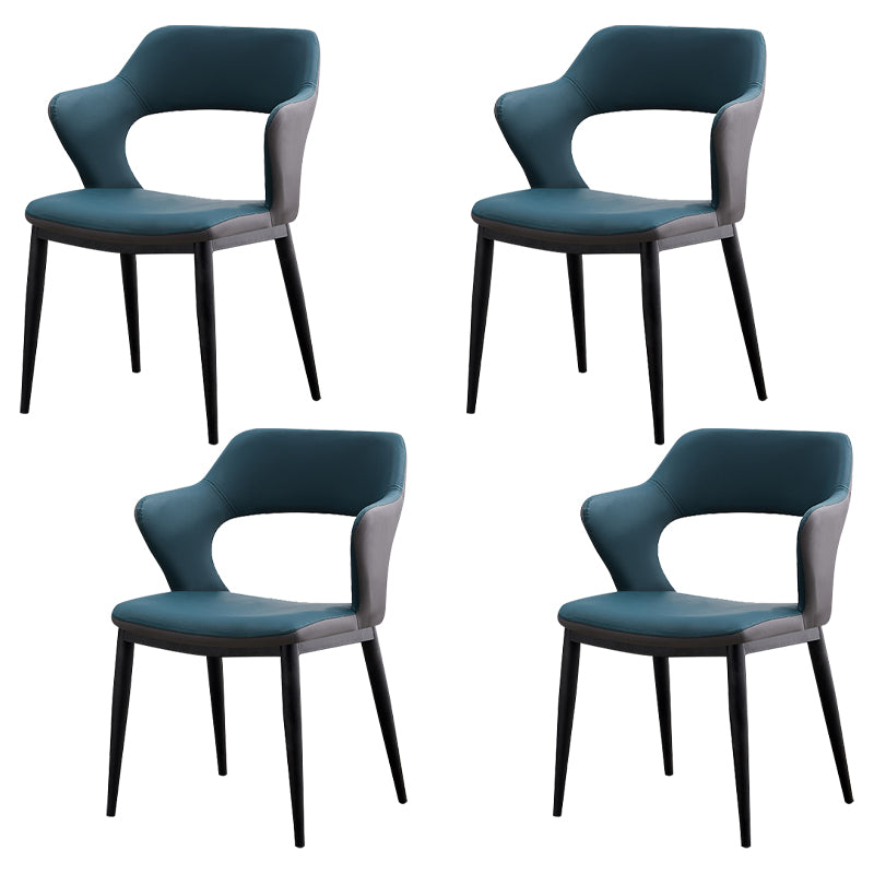 Minimalist Style Leather Dining Chairs Open Back Dining Side Chairs for Home Lake Blue 4 Piece Set Clearhalo ' kitchen&dining_furn' 'Dining Chairs' 'Dining Tables & Seating' 'dining_chair' 'furn' 'furn_dining_chair' 'Furniture' 'furniture_dining_chair' 'Kitchen & Dining Furniture' 'kitchen' 3956435