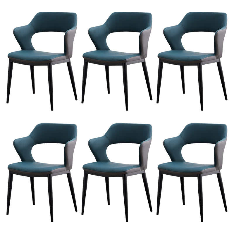 Minimalist Style Leather Dining Chairs Open Back Dining Side Chairs for Home Lake Blue 6 Piece Set Clearhalo ' kitchen&dining_furn' 'Dining Chairs' 'Dining Tables & Seating' 'dining_chair' 'furn' 'furn_dining_chair' 'Furniture' 'furniture_dining_chair' 'Kitchen & Dining Furniture' 'kitchen' 3956438