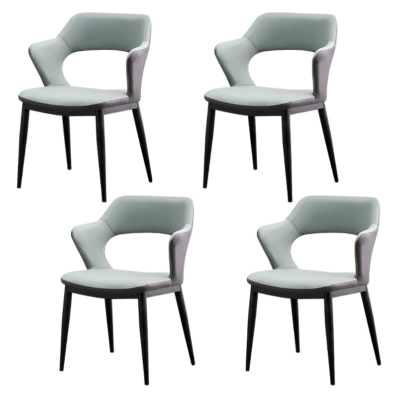 Minimalist Style Leather Dining Chairs Open Back Dining Side Chairs for Home Turquoise 4 Piece Set Clearhalo ' kitchen&dining_furn' 'Dining Chairs' 'Dining Tables & Seating' 'dining_chair' 'furn' 'furn_dining_chair' 'Furniture' 'furniture_dining_chair' 'Kitchen & Dining Furniture' 'kitchen' 3956441