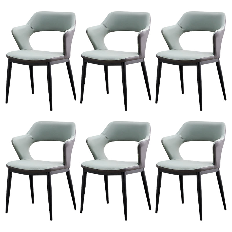 Minimalist Style Leather Dining Chairs Open Back Dining Side Chairs for Home Turquoise 6 Piece Set Clearhalo ' kitchen&dining_furn' 'Dining Chairs' 'Dining Tables & Seating' 'dining_chair' 'furn' 'furn_dining_chair' 'Furniture' 'furniture_dining_chair' 'Kitchen & Dining Furniture' 'kitchen' 3956443