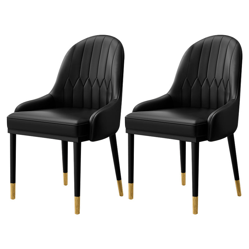 Scandinavian Indoor Armchair Metal Upholstered Parsons Back Dining Room Chair Black 2 Piece Set Clearhalo ' kitchen&dining_furn' 'Dining Chairs' 'Dining Tables & Seating' 'dining_chair' 'furn' 'furn_dining_chair' 'Furniture' 'furniture_dining_chair' 'Kitchen & Dining Furniture' 'kitchen' 3956447
