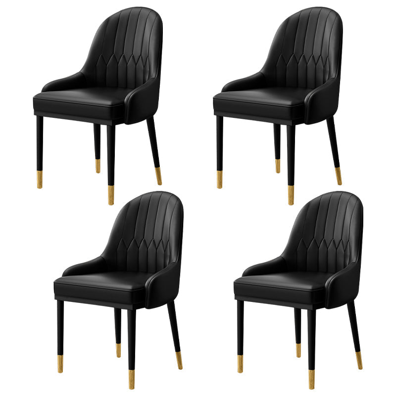 Scandinavian Indoor Armchair Metal Upholstered Parsons Back Dining Room Chair Black 4 Piece Set Clearhalo ' kitchen&dining_furn' 'Dining Chairs' 'Dining Tables & Seating' 'dining_chair' 'furn' 'furn_dining_chair' 'Furniture' 'furniture_dining_chair' 'Kitchen & Dining Furniture' 'kitchen' 3956449