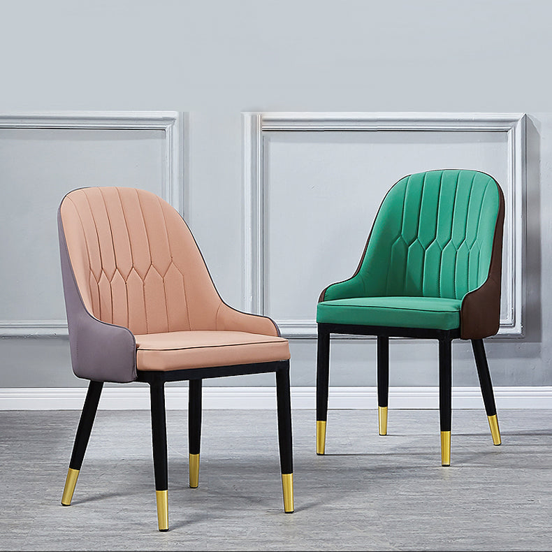 Scandinavian Indoor Armchair Metal Upholstered Parsons Back Dining Room Chair Clearhalo ' kitchen&dining_furn' 'Dining Chairs' 'Dining Tables & Seating' 'dining_chair' 'furn' 'furn_dining_chair' 'Furniture' 'furniture_dining_chair' 'Kitchen & Dining Furniture' 'kitchen' 3956452