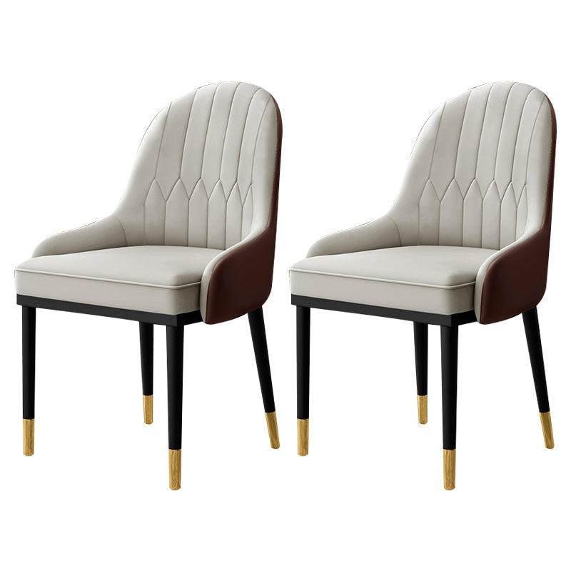 Scandinavian Indoor Armchair Metal Upholstered Parsons Back Dining Room Chair Grey 2 Piece Set Clearhalo ' kitchen&dining_furn' 'Dining Chairs' 'Dining Tables & Seating' 'dining_chair' 'furn' 'furn_dining_chair' 'Furniture' 'furniture_dining_chair' 'Kitchen & Dining Furniture' 'kitchen' 3956453