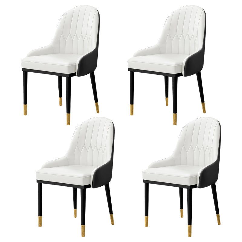 Scandinavian Indoor Armchair Metal Upholstered Parsons Back Dining Room Chair White 4 Piece Set Clearhalo ' kitchen&dining_furn' 'Dining Chairs' 'Dining Tables & Seating' 'dining_chair' 'furn' 'furn_dining_chair' 'Furniture' 'furniture_dining_chair' 'Kitchen & Dining Furniture' 'kitchen' 3956462