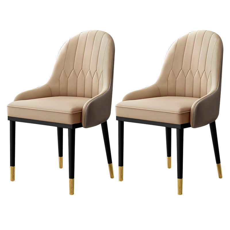 Scandinavian Indoor Armchair Metal Upholstered Parsons Back Dining Room Chair Beige 2 Piece Set Clearhalo ' kitchen&dining_furn' 'Dining Chairs' 'Dining Tables & Seating' 'dining_chair' 'furn' 'furn_dining_chair' 'Furniture' 'furniture_dining_chair' 'Kitchen & Dining Furniture' 'kitchen' 3956465