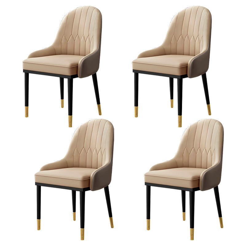 Scandinavian Indoor Armchair Metal Upholstered Parsons Back Dining Room Chair Beige 4 Piece Set Clearhalo ' kitchen&dining_furn' 'Dining Chairs' 'Dining Tables & Seating' 'dining_chair' 'furn' 'furn_dining_chair' 'Furniture' 'furniture_dining_chair' 'Kitchen & Dining Furniture' 'kitchen' 3956468