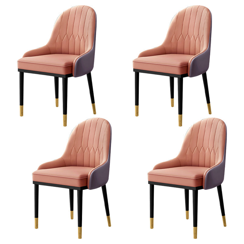 Scandinavian Indoor Armchair Metal Upholstered Parsons Back Dining Room Chair Pink 4 Piece Set Clearhalo ' kitchen&dining_furn' 'Dining Chairs' 'Dining Tables & Seating' 'dining_chair' 'furn' 'furn_dining_chair' 'Furniture' 'furniture_dining_chair' 'Kitchen & Dining Furniture' 'kitchen' 3956471