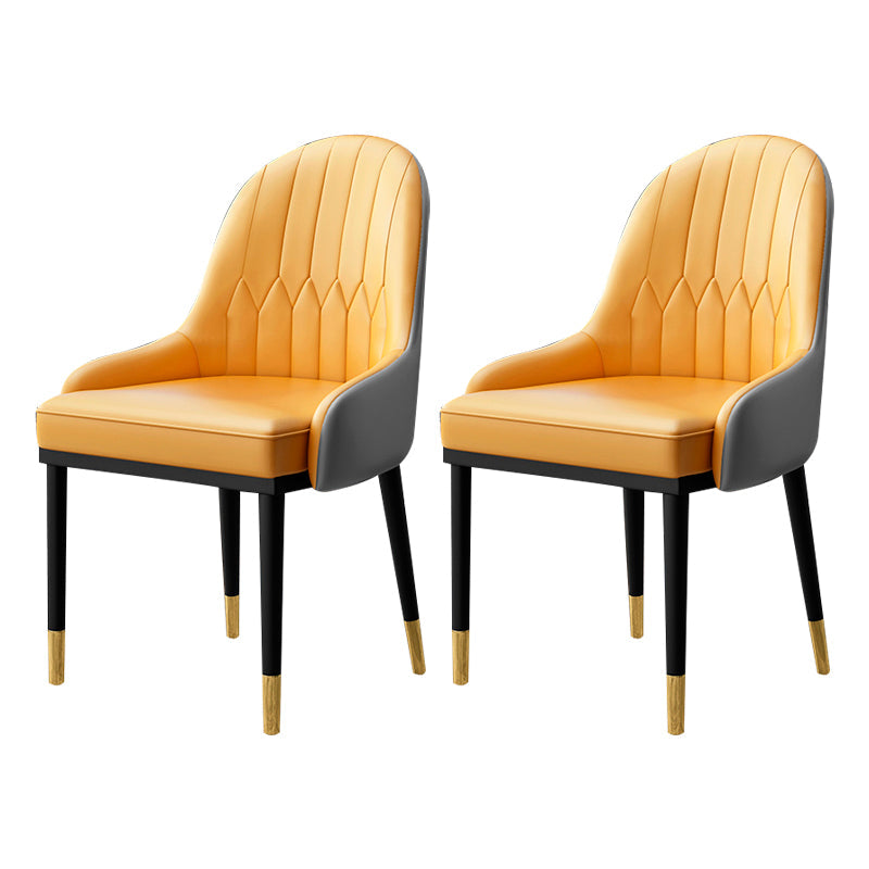 Scandinavian Indoor Armchair Metal Upholstered Parsons Back Dining Room Chair Yellow 2 Piece Set Clearhalo ' kitchen&dining_furn' 'Dining Chairs' 'Dining Tables & Seating' 'dining_chair' 'furn' 'furn_dining_chair' 'Furniture' 'furniture_dining_chair' 'Kitchen & Dining Furniture' 'kitchen' 3956473