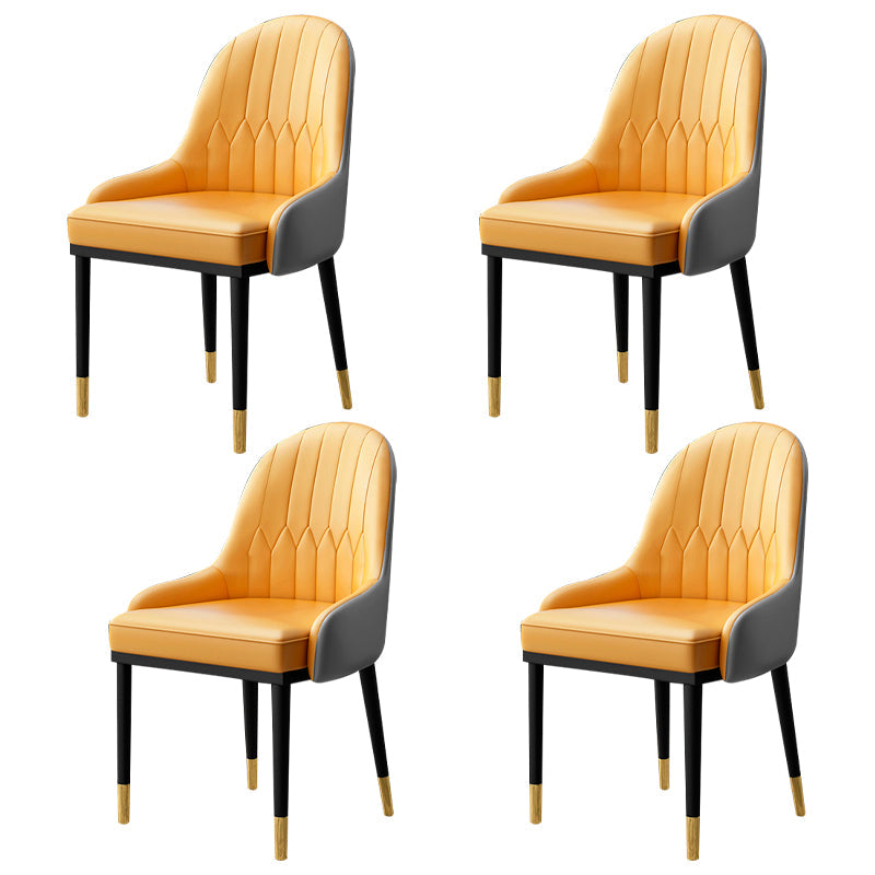 Scandinavian Indoor Armchair Metal Upholstered Parsons Back Dining Room Chair Yellow 4 Piece Set Clearhalo ' kitchen&dining_furn' 'Dining Chairs' 'Dining Tables & Seating' 'dining_chair' 'furn' 'furn_dining_chair' 'Furniture' 'furniture_dining_chair' 'Kitchen & Dining Furniture' 'kitchen' 3956474