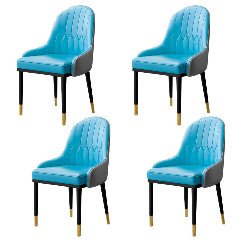 Scandinavian Indoor Armchair Metal Upholstered Parsons Back Dining Room Chair Blue 4 Piece Set Clearhalo ' kitchen&dining_furn' 'Dining Chairs' 'Dining Tables & Seating' 'dining_chair' 'furn' 'furn_dining_chair' 'Furniture' 'furniture_dining_chair' 'Kitchen & Dining Furniture' 'kitchen' 3956477