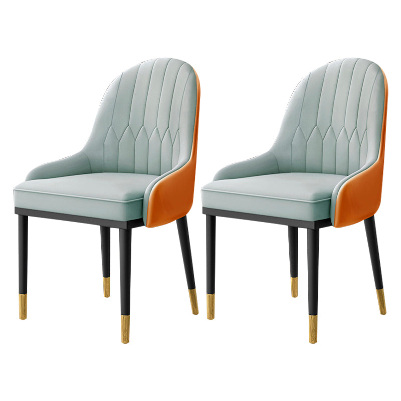 Scandinavian Indoor Armchair Metal Upholstered Parsons Back Dining Room Chair Light Blue 2 Piece Set Clearhalo ' kitchen&dining_furn' 'Dining Chairs' 'Dining Tables & Seating' 'dining_chair' 'furn' 'furn_dining_chair' 'Furniture' 'furniture_dining_chair' 'Kitchen & Dining Furniture' 'kitchen' 3956479