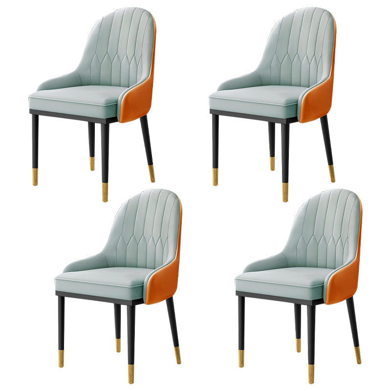 Scandinavian Indoor Armchair Metal Upholstered Parsons Back Dining Room Chair Light Blue 4 Piece Set Clearhalo ' kitchen&dining_furn' 'Dining Chairs' 'Dining Tables & Seating' 'dining_chair' 'furn' 'furn_dining_chair' 'Furniture' 'furniture_dining_chair' 'Kitchen & Dining Furniture' 'kitchen' 3956480
