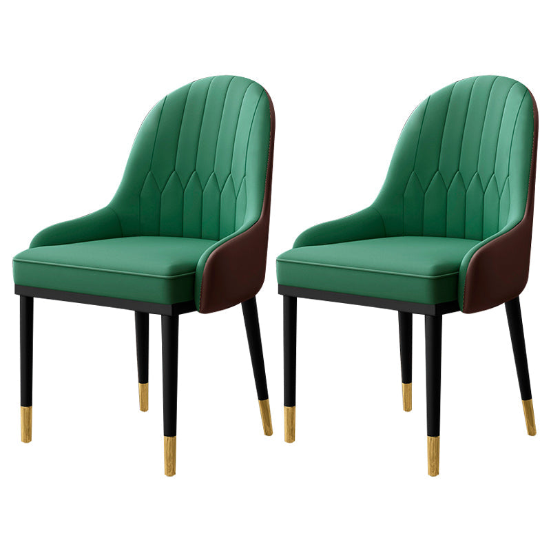 Scandinavian Indoor Armchair Metal Upholstered Parsons Back Dining Room Chair Green 2 Piece Set Clearhalo ' kitchen&dining_furn' 'Dining Chairs' 'Dining Tables & Seating' 'dining_chair' 'furn' 'furn_dining_chair' 'Furniture' 'furniture_dining_chair' 'Kitchen & Dining Furniture' 'kitchen' 3956482