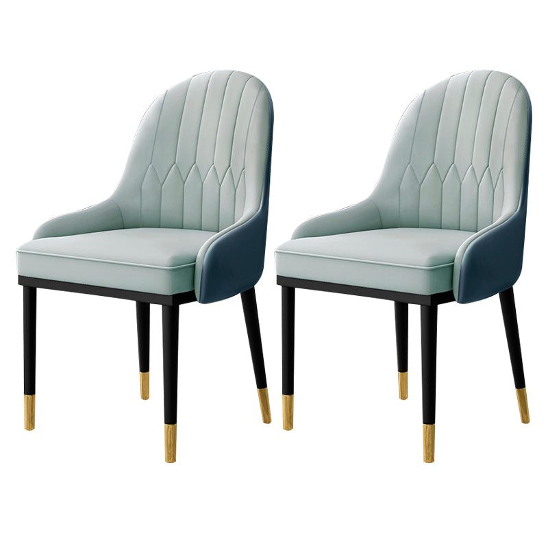 Scandinavian Indoor Armchair Metal Upholstered Parsons Back Dining Room Chair Gray-Green 2 Piece Set Clearhalo ' kitchen&dining_furn' 'Dining Chairs' 'Dining Tables & Seating' 'dining_chair' 'furn' 'furn_dining_chair' 'Furniture' 'furniture_dining_chair' 'Kitchen & Dining Furniture' 'kitchen' 3956485