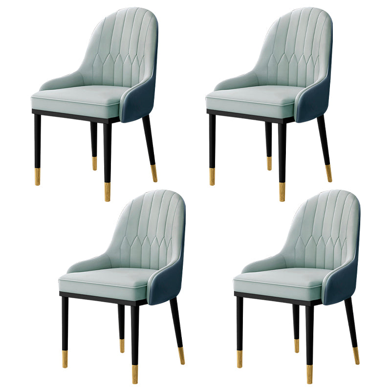 Scandinavian Indoor Armchair Metal Upholstered Parsons Back Dining Room Chair Gray-Green 4 Piece Set Clearhalo ' kitchen&dining_furn' 'Dining Chairs' 'Dining Tables & Seating' 'dining_chair' 'furn' 'furn_dining_chair' 'Furniture' 'furniture_dining_chair' 'Kitchen & Dining Furniture' 'kitchen' 3956486