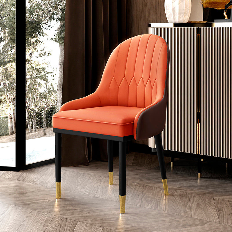Scandinavian Indoor Armchair Metal Upholstered Parsons Back Dining Room Chair Orange 1 Piece Clearhalo ' kitchen&dining_furn' 'Dining Chairs' 'Dining Tables & Seating' 'dining_chair' 'furn' 'furn_dining_chair' 'Furniture' 'furniture_dining_chair' 'Kitchen & Dining Furniture' 'kitchen' 3956487